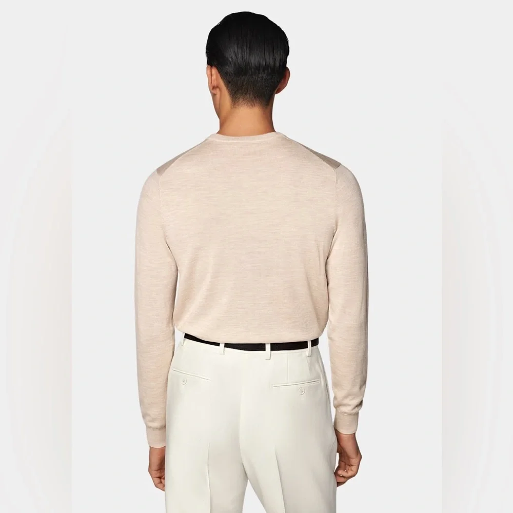 SuitSupply Cream Merino Crewneck - Pure Wool - Size Small - Picture 4 of 10